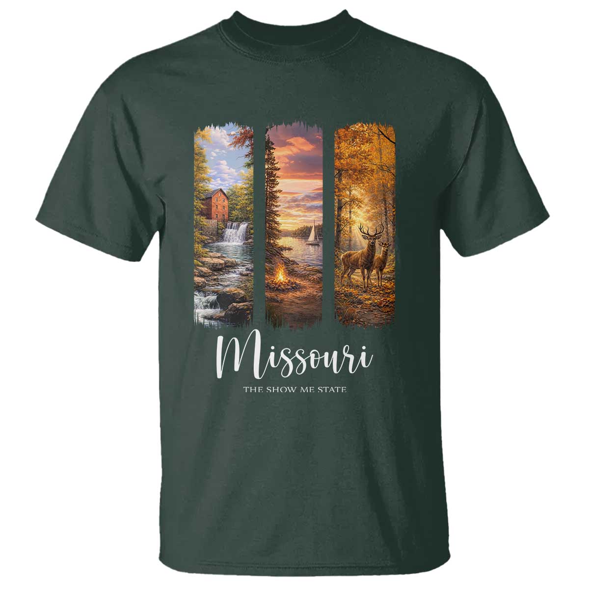 Missouri The Show Me State T Shirt Midwest Pride TS12 Dark Forest Green Print Your Wear