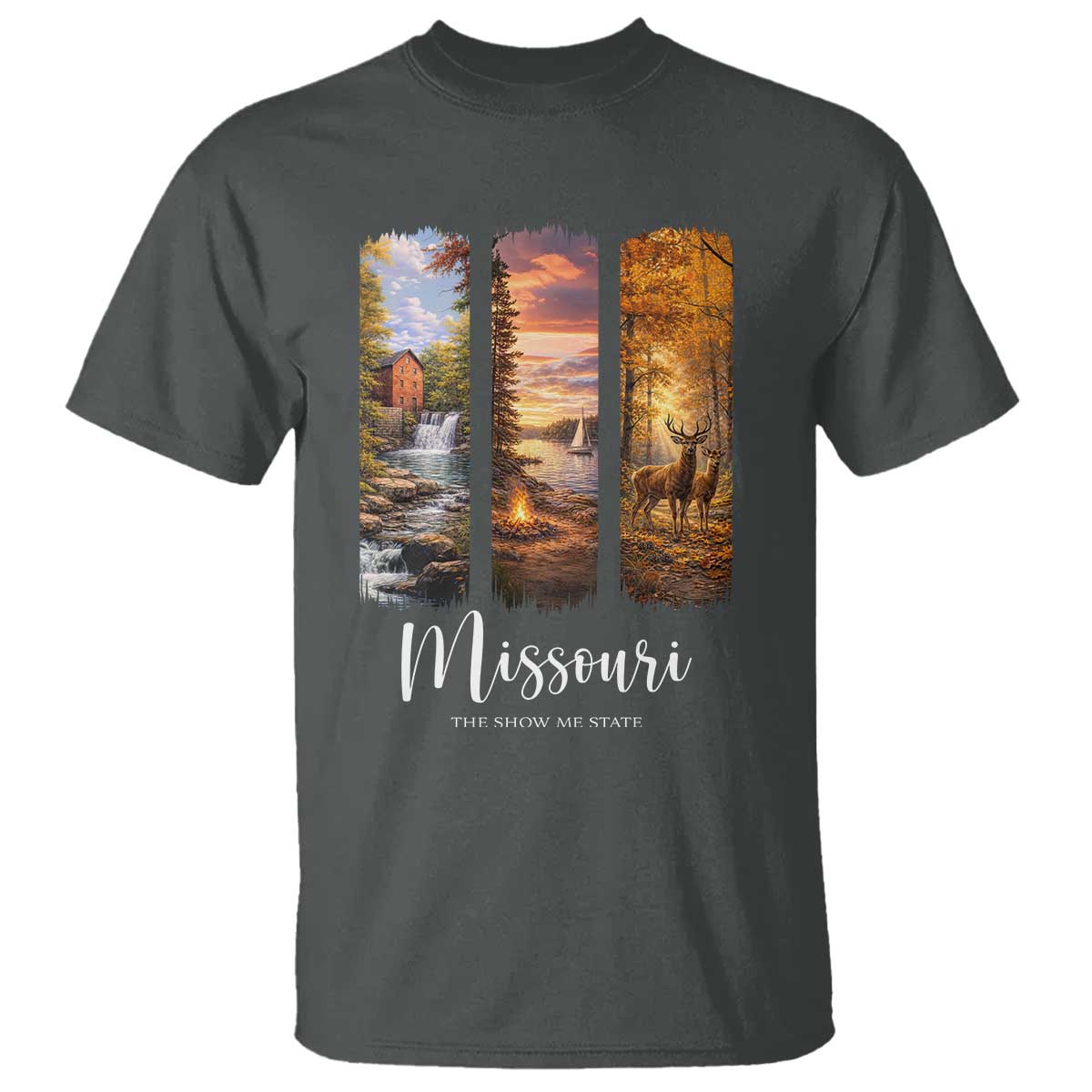 Missouri The Show Me State T Shirt Midwest Pride TS12 Dark Heather Print Your Wear