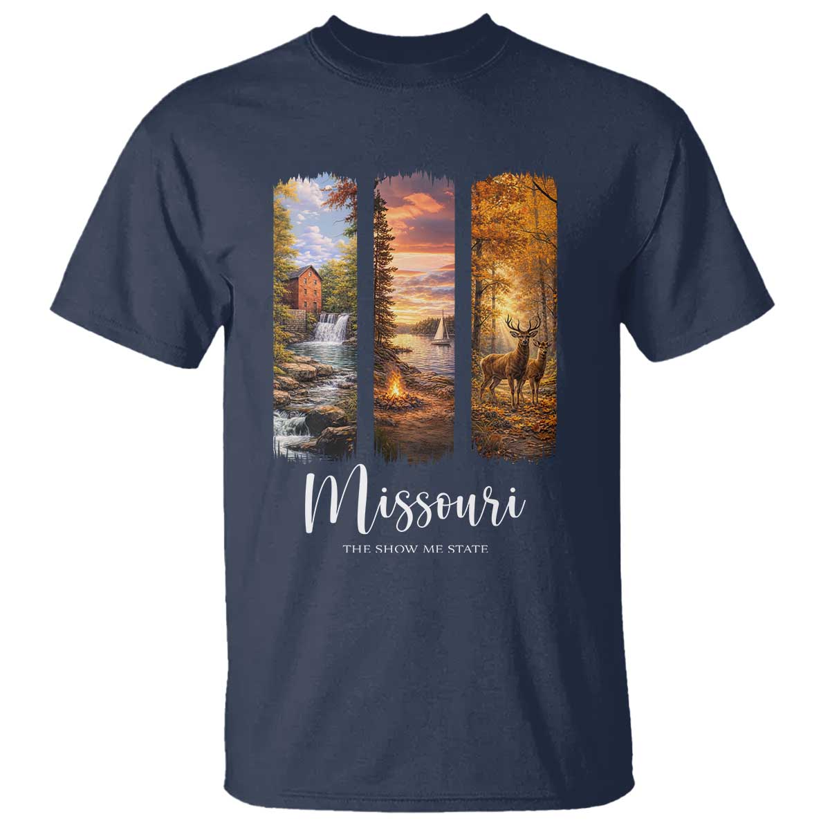Missouri The Show Me State T Shirt Midwest Pride TS12 Navy Print Your Wear
