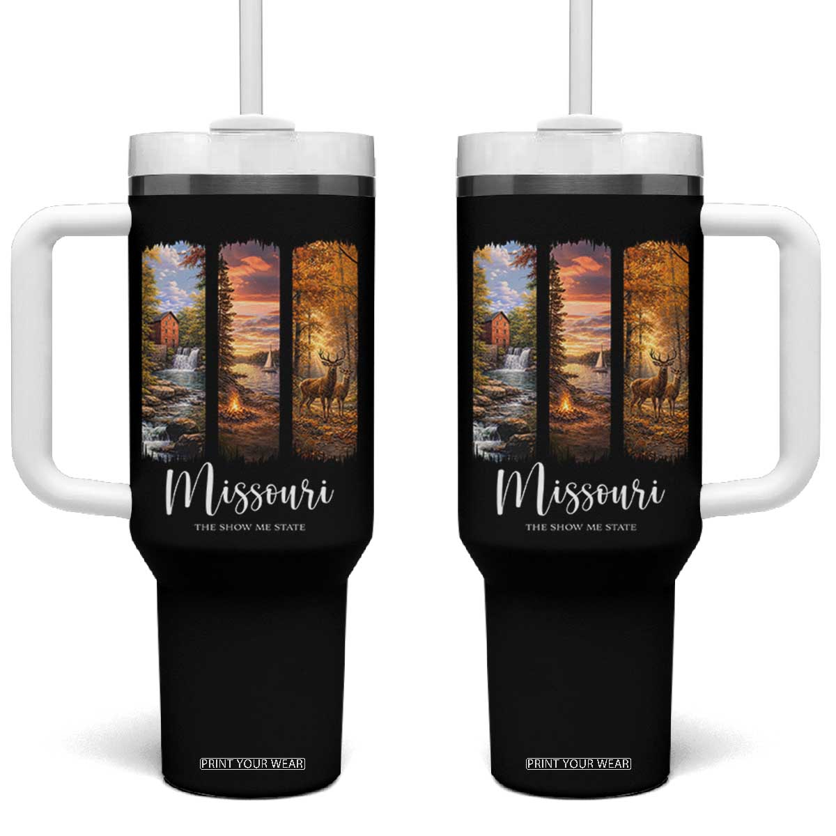 Missouri The Show Me State Tumbler With Handle Midwest Pride TS12 One Size: 40 oz Black Print Your Wear