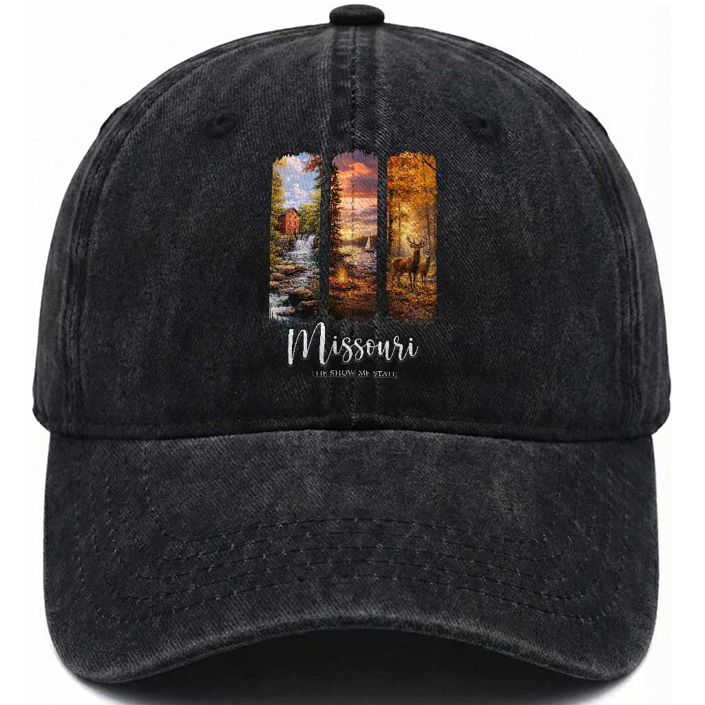 Missouri The Show Me State Washed Cotton Baseball Cap Midwest Pride TS12 Print Your Wear