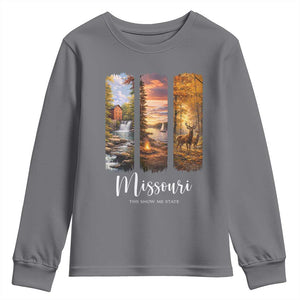 Missouri The Show Me State Youth Sweatshirt Midwest Pride TS12 Charcoal Print Your Wear