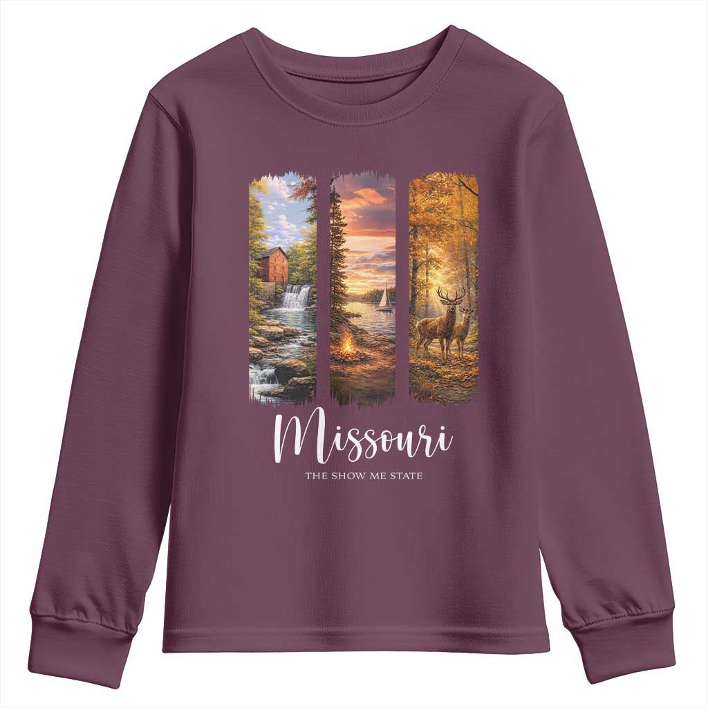 Missouri The Show Me State Youth Sweatshirt Midwest Pride TS12 Maroon Print Your Wear
