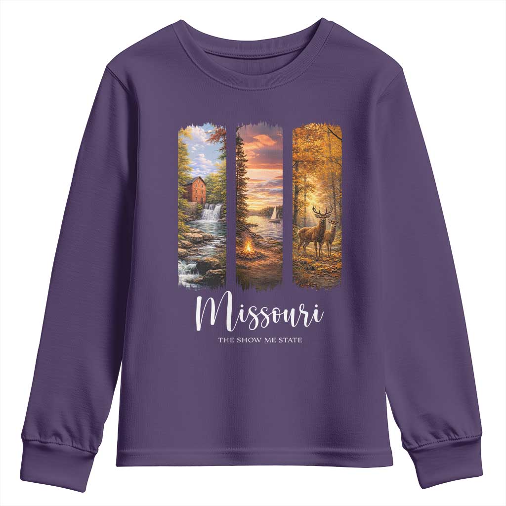 Missouri The Show Me State Youth Sweatshirt Midwest Pride TS12 Purple Print Your Wear