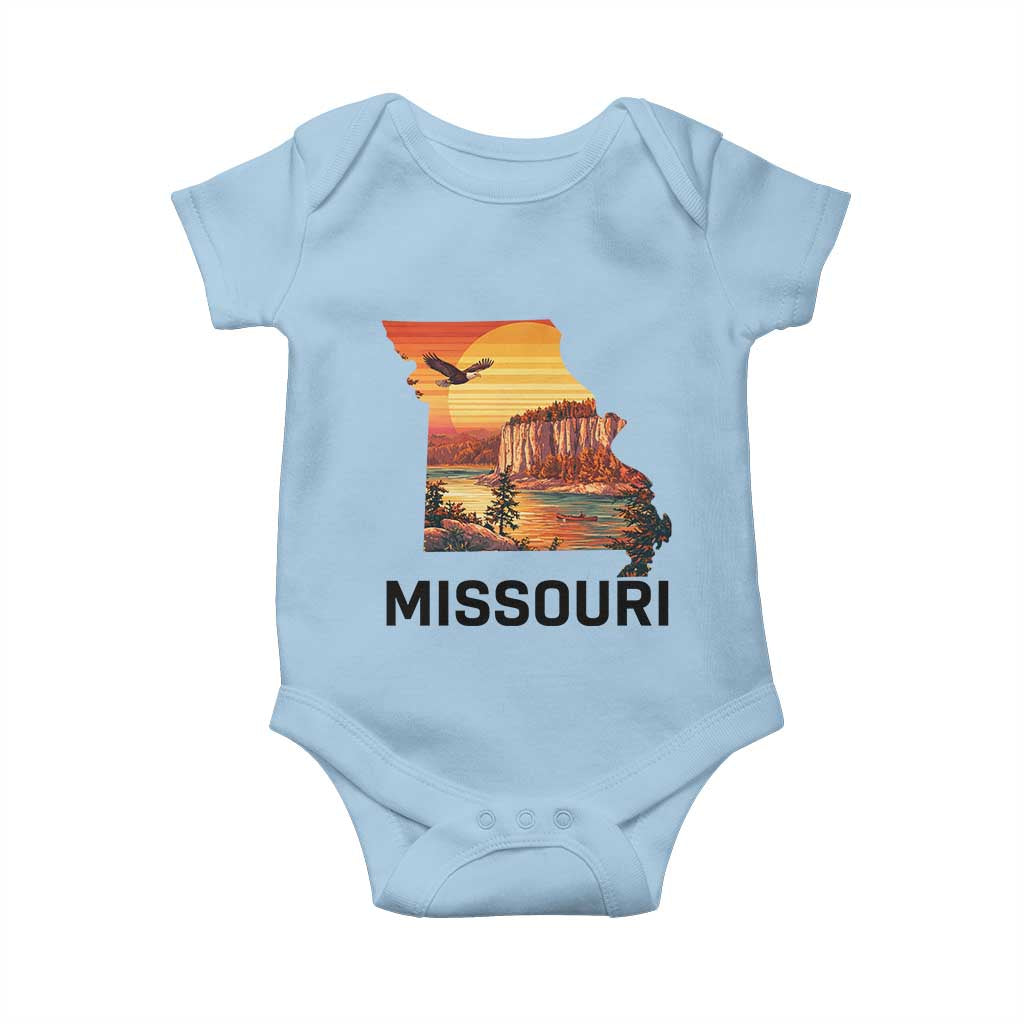 Missouri State Map Nature Travel Baby Onesie The Show Me State Pride TS12 Light Blue Print Your Wear