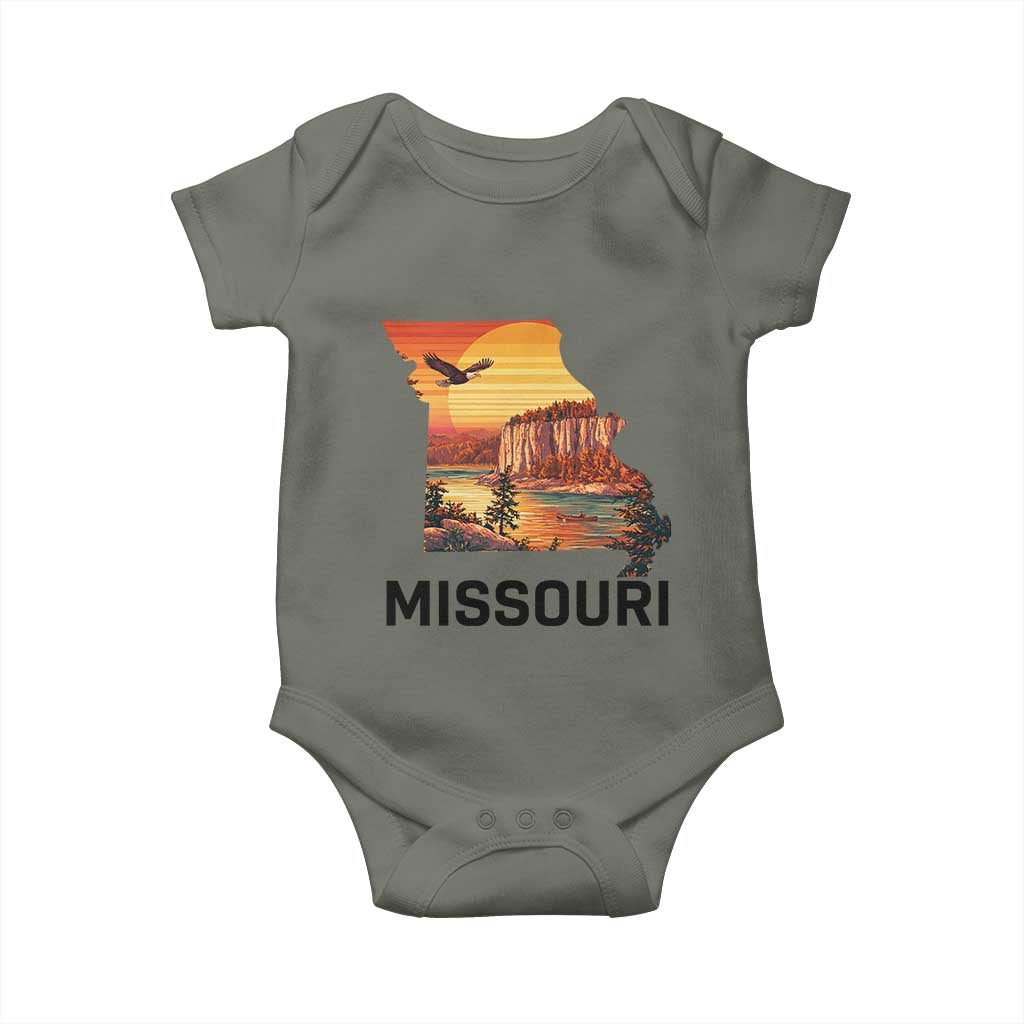 Missouri State Map Nature Travel Baby Onesie The Show Me State Pride TS12 Military Green Print Your Wear