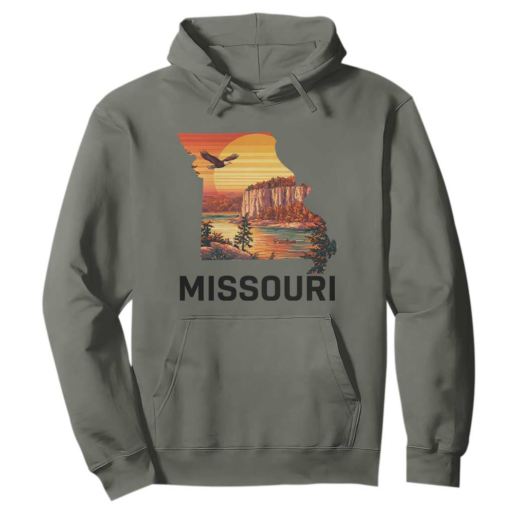 Missouri State Map Nature Travel Hoodie The Show Me State Pride TS12 Military Green Print Your Wear
