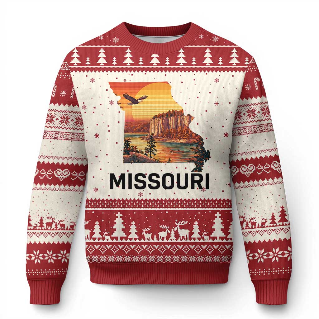Missouri State Map Nature Travel Ugly Christmas Sweater The Show Me State Pride TS12 Beige Red Print Your Wear