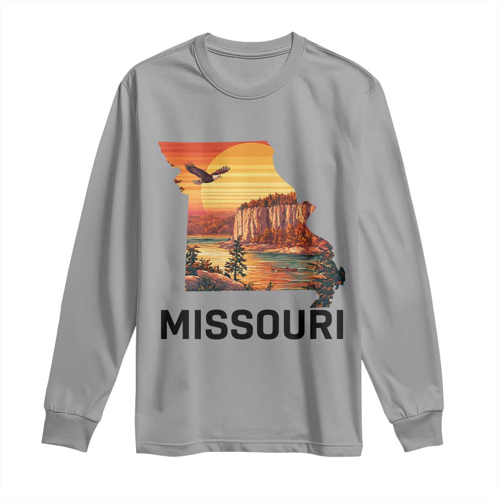 Missouri State Map Nature Travel Long Sleeve Shirt The Show Me State Pride TS12 Sport Gray Print Your Wear