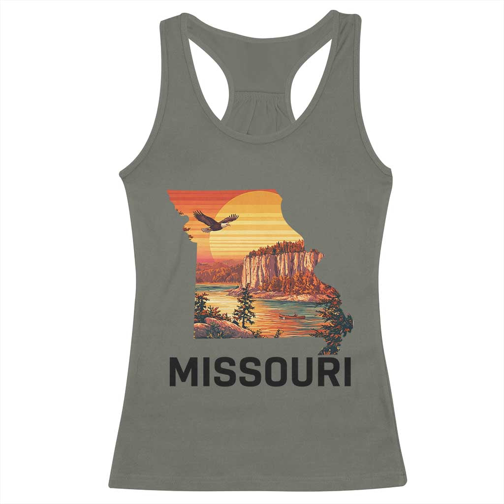 Missouri State Map Nature Travel Racerback Tank Top The Show Me State Pride TS12 Military Green Print Your Wear