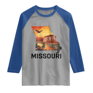 Missouri State Map Nature Travel Raglan Shirt The Show Me State Pride TS12 Sport Gray Royal Print Your Wear
