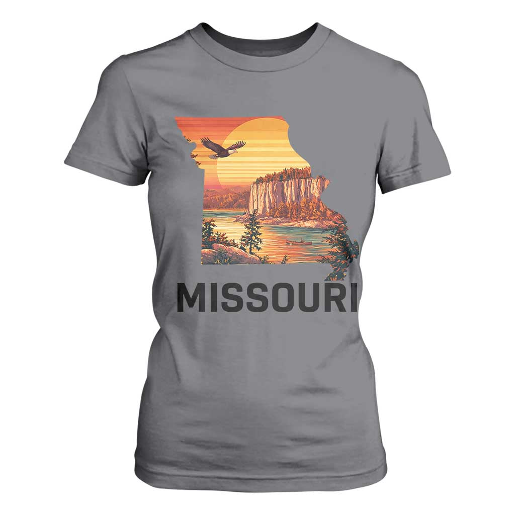 Missouri State Map Nature Travel T Shirt For Women The Show Me State Pride TS12 Charcoal Print Your Wear