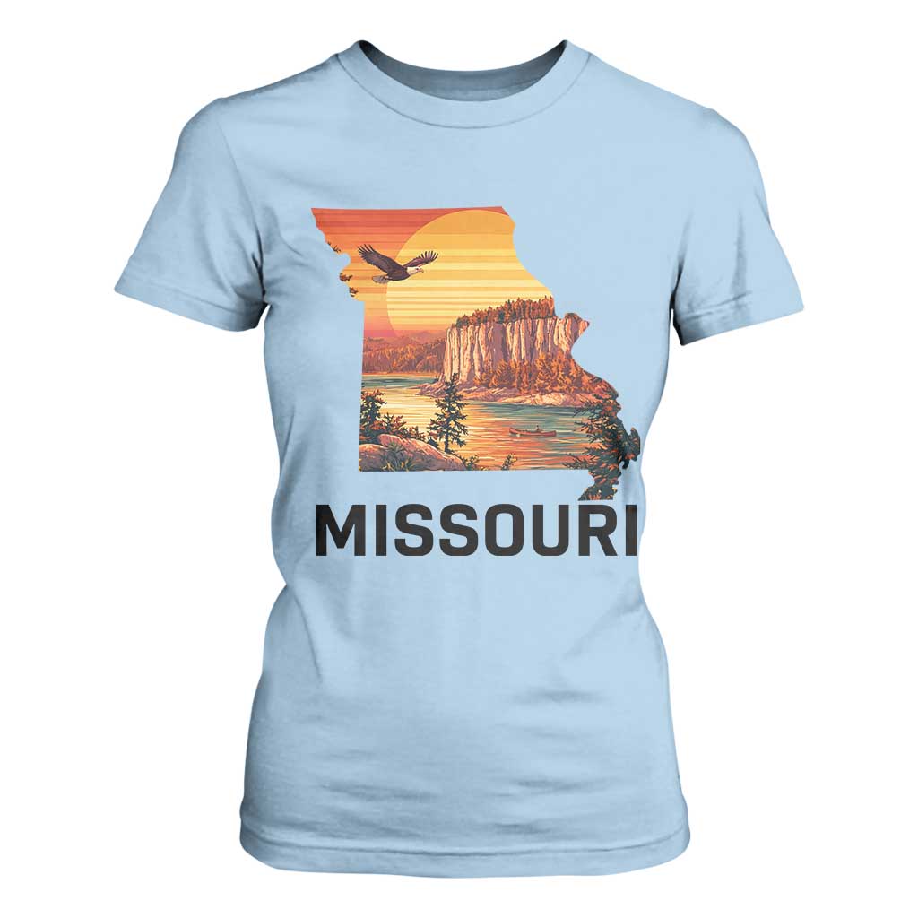 Missouri State Map Nature Travel T Shirt For Women The Show Me State Pride TS12 Light Blue Print Your Wear