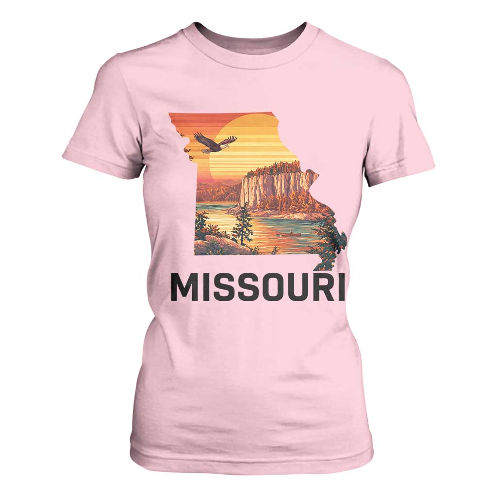 Missouri State Map Nature Travel T Shirt For Women The Show Me State Pride TS12 Light Pink Print Your Wear