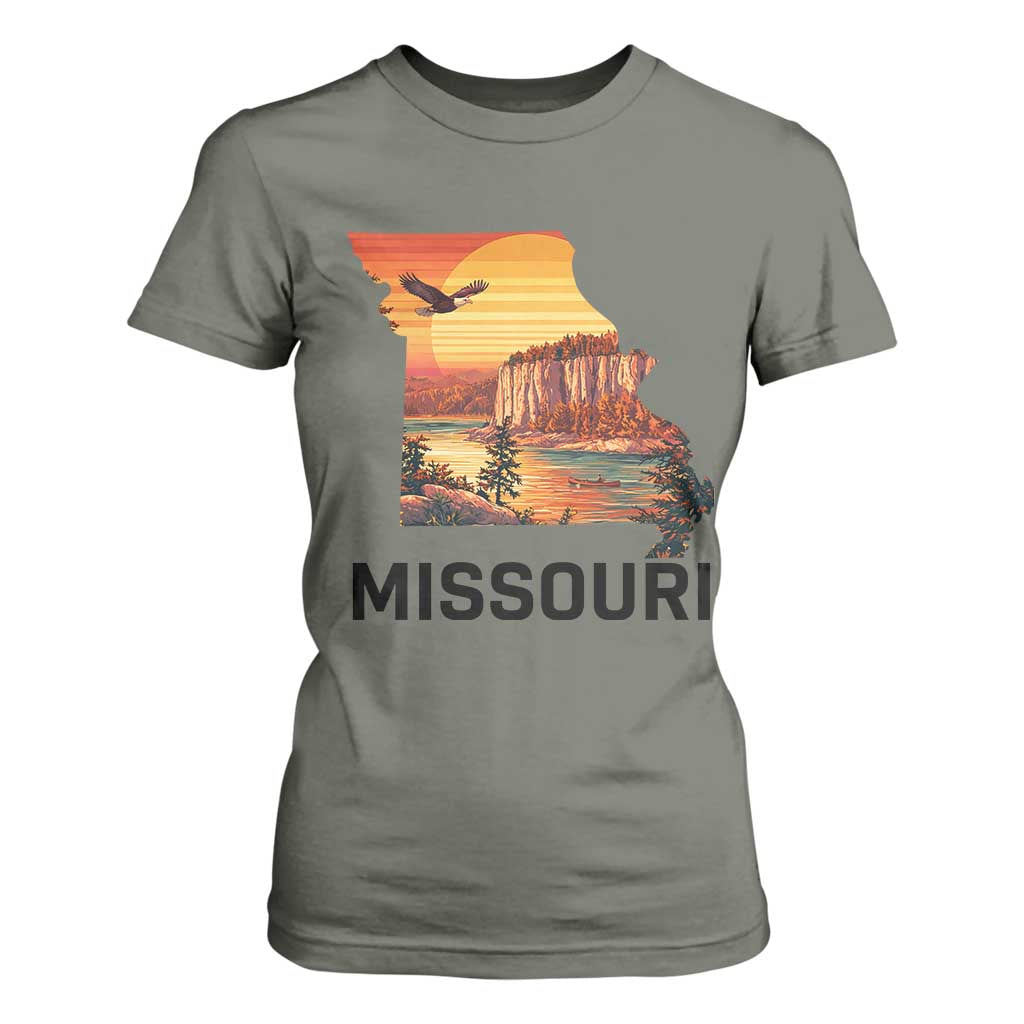 Missouri State Map Nature Travel T Shirt For Women The Show Me State Pride TS12 Military Green Print Your Wear