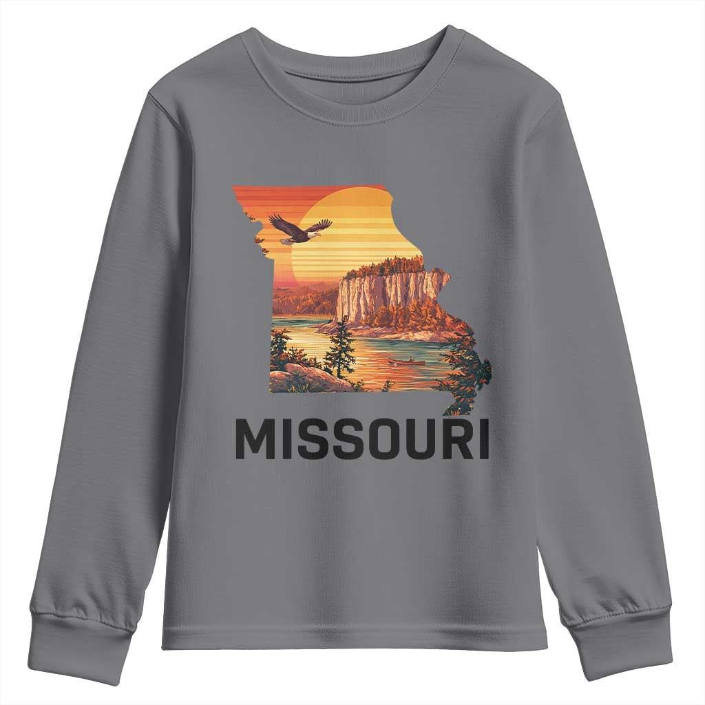 Missouri State Map Nature Travel Youth Sweatshirt The Show Me State Pride TS12 Charcoal Print Your Wear