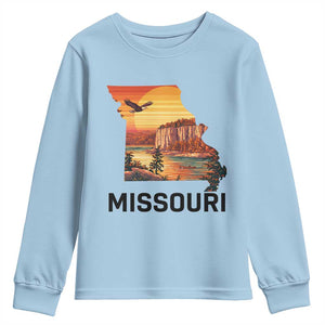 Missouri State Map Nature Travel Youth Sweatshirt The Show Me State Pride TS12 Light Blue Print Your Wear