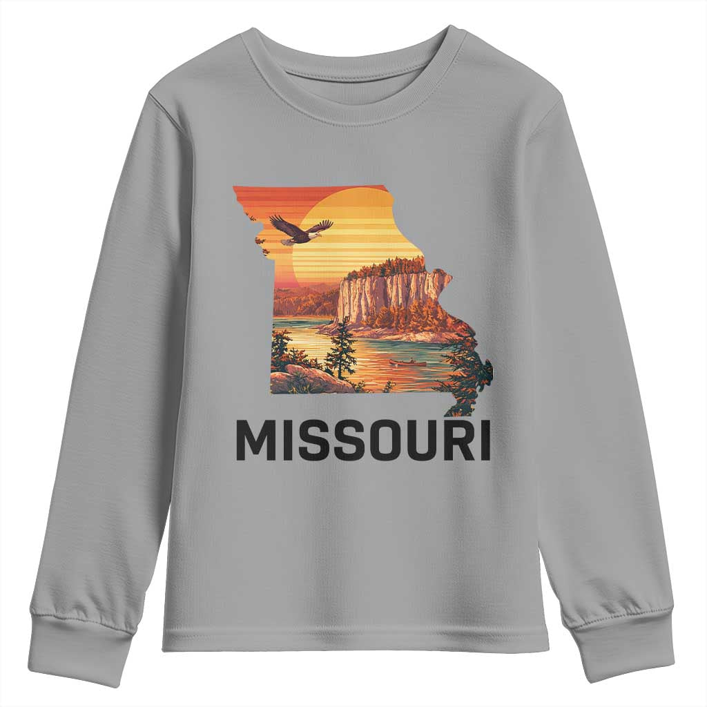 Missouri State Map Nature Travel Youth Sweatshirt The Show Me State Pride TS12 Sport Gray Print Your Wear