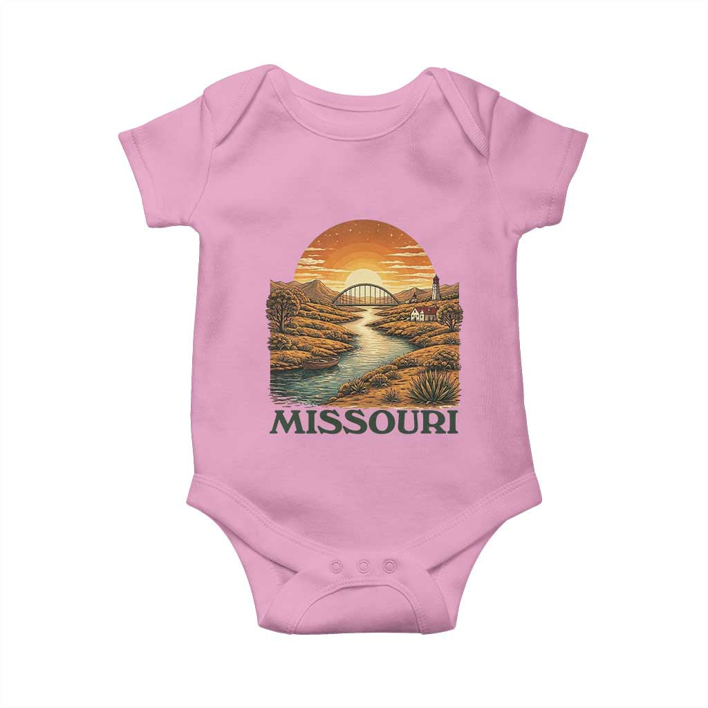 Missouri Outdoors Adventure Baby Onesie The Show Me State Souvenir TS12 Light Pink Print Your Wear