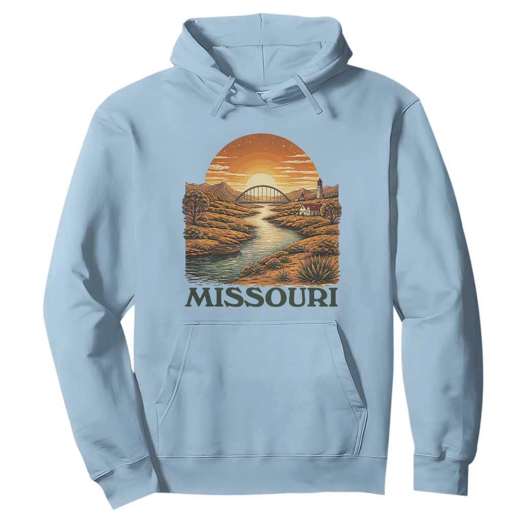 Missouri Outdoors Adventure Hoodie The Show Me State Souvenir TS12 Light Blue Print Your Wear