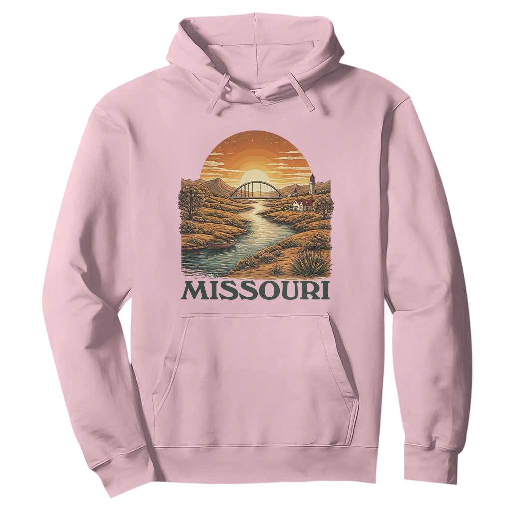 Missouri Outdoors Adventure Hoodie The Show Me State Souvenir TS12 Light Pink Print Your Wear