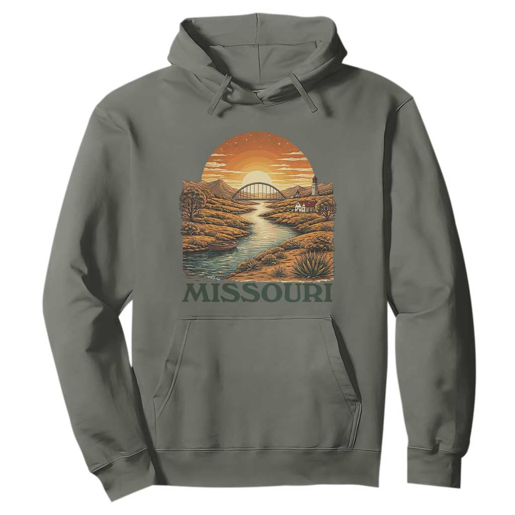 Missouri Outdoors Adventure Hoodie The Show Me State Souvenir TS12 Military Green Print Your Wear