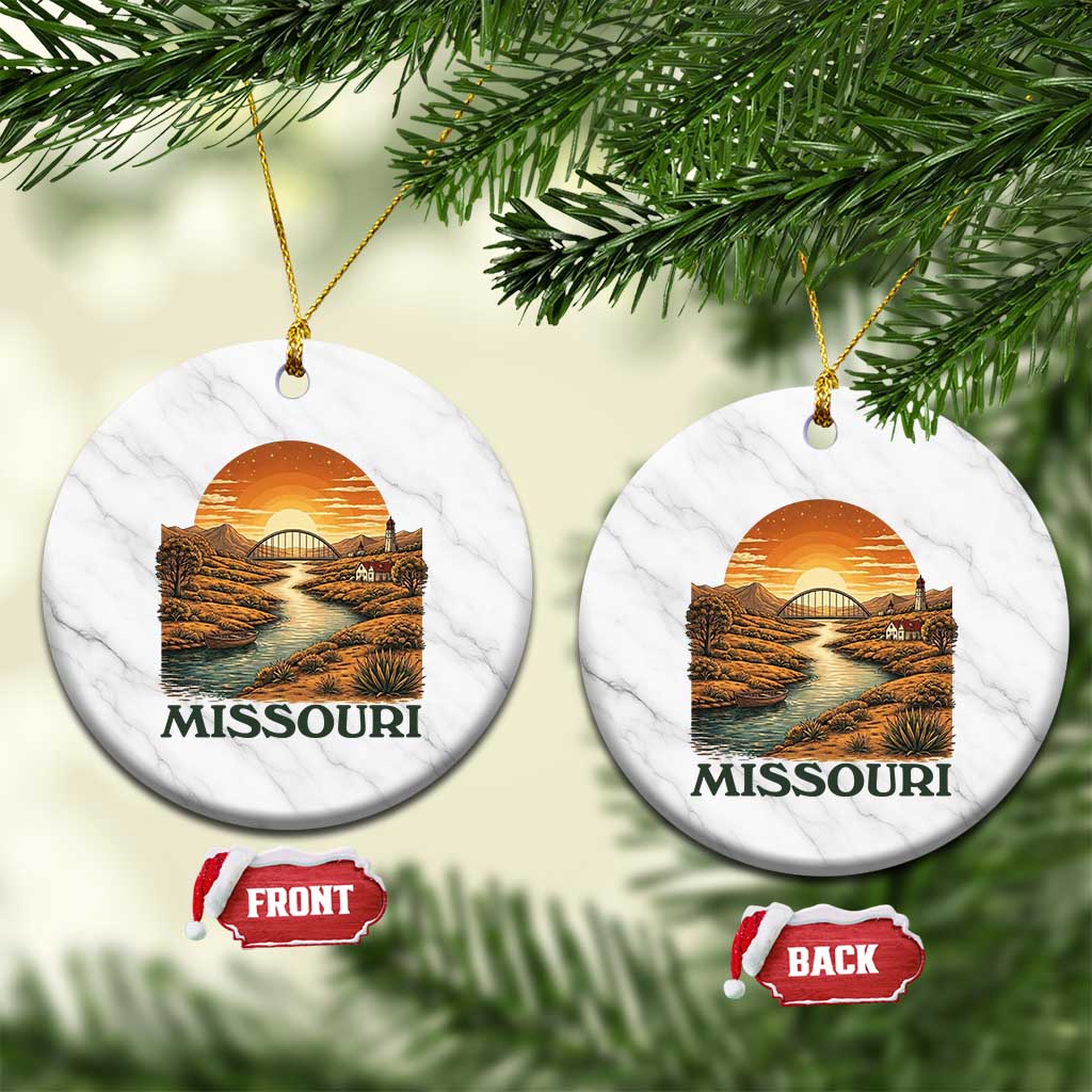 Missouri Outdoors Adventure Ceramic Ornament The Show Me State Souvenir TS12 1pc White Marble Print Your Wear