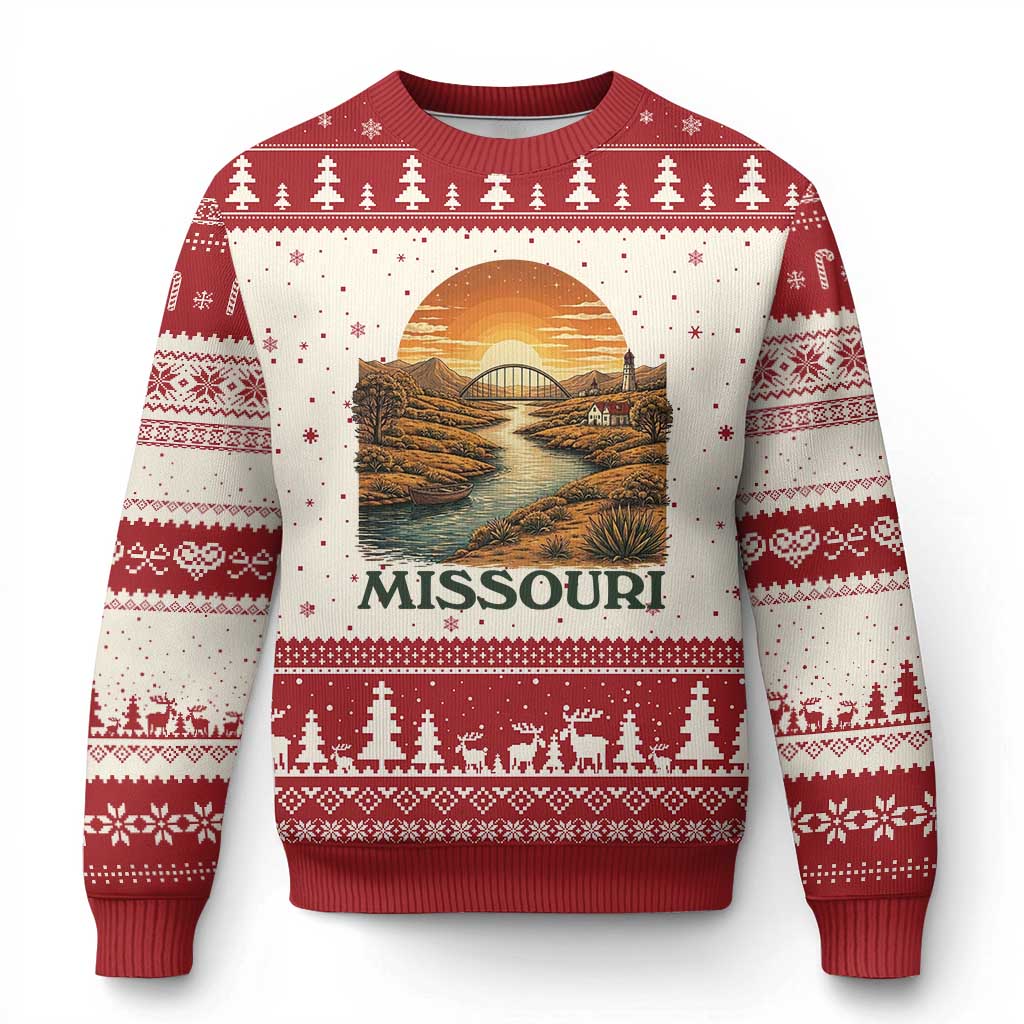 Missouri Outdoors Adventure Ugly Christmas Sweater The Show Me State Souvenir TS12 Beige Red Print Your Wear
