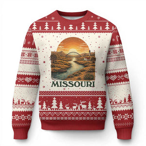 Missouri Outdoors Adventure Ugly Christmas Sweater The Show Me State Souvenir TS12 Beige Red Print Your Wear