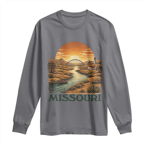Missouri Outdoors Adventure Long Sleeve Shirt The Show Me State Souvenir TS12 Charcoal Print Your Wear
