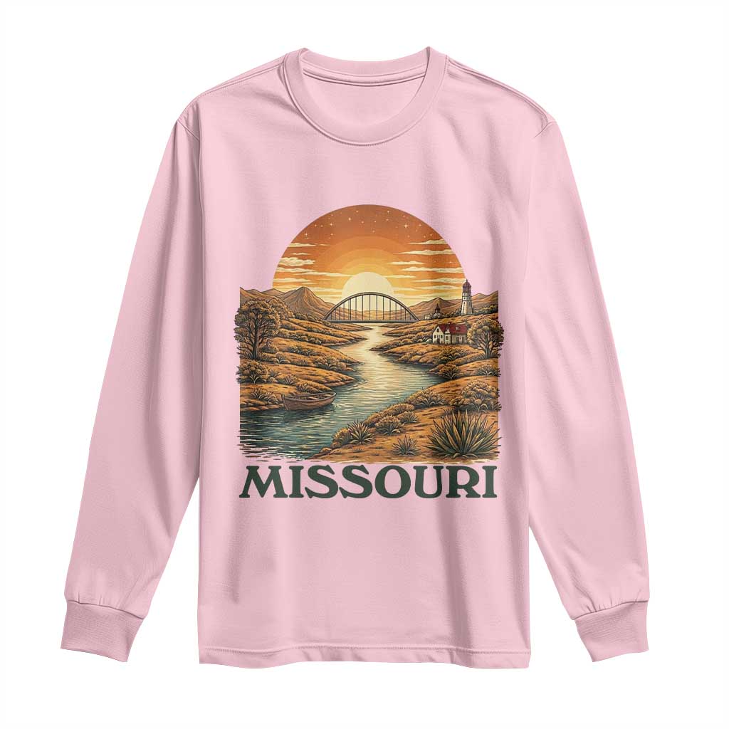 Missouri Outdoors Adventure Long Sleeve Shirt The Show Me State Souvenir TS12 Light Pink Print Your Wear