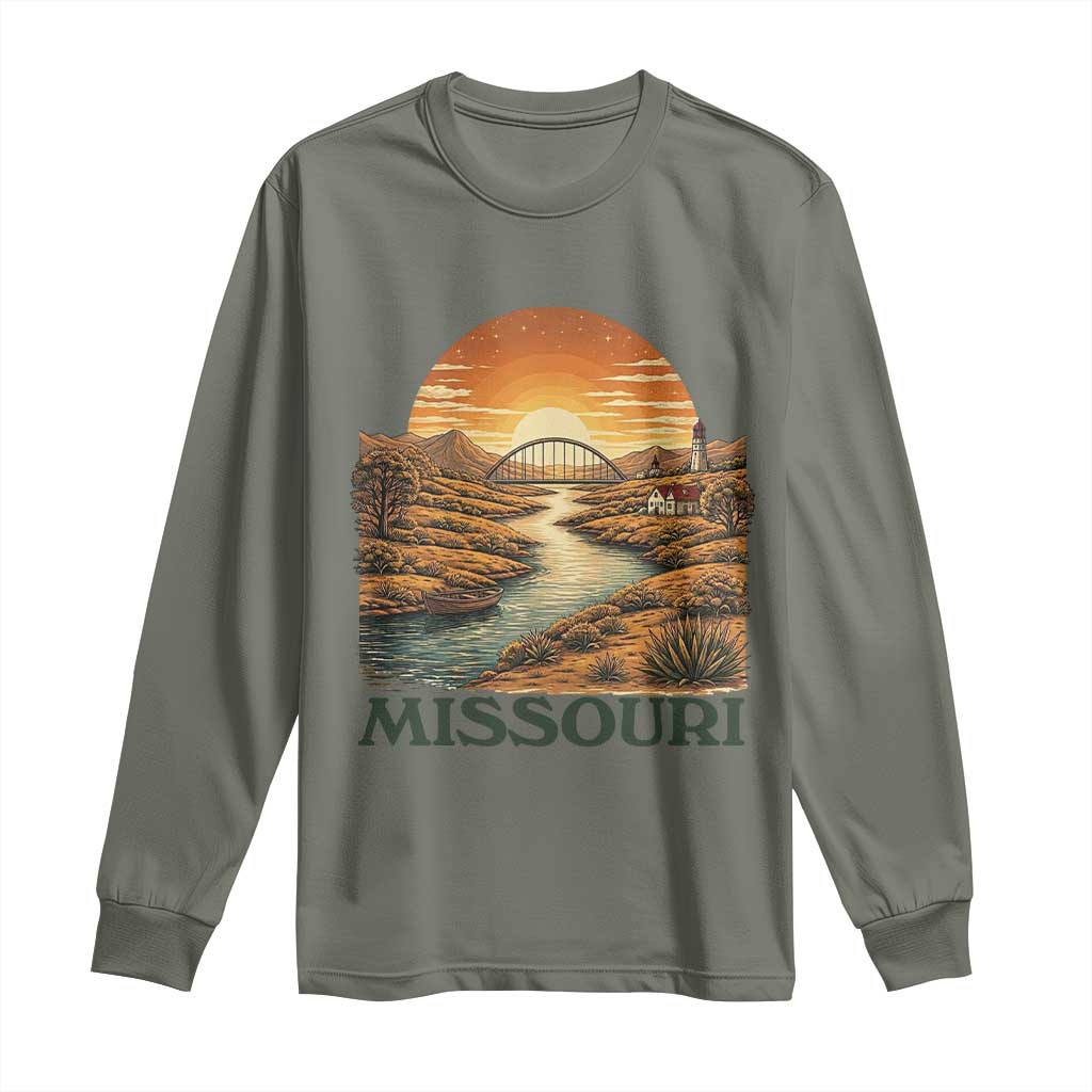 Missouri Outdoors Adventure Long Sleeve Shirt The Show Me State Souvenir TS12 Military Green Print Your Wear