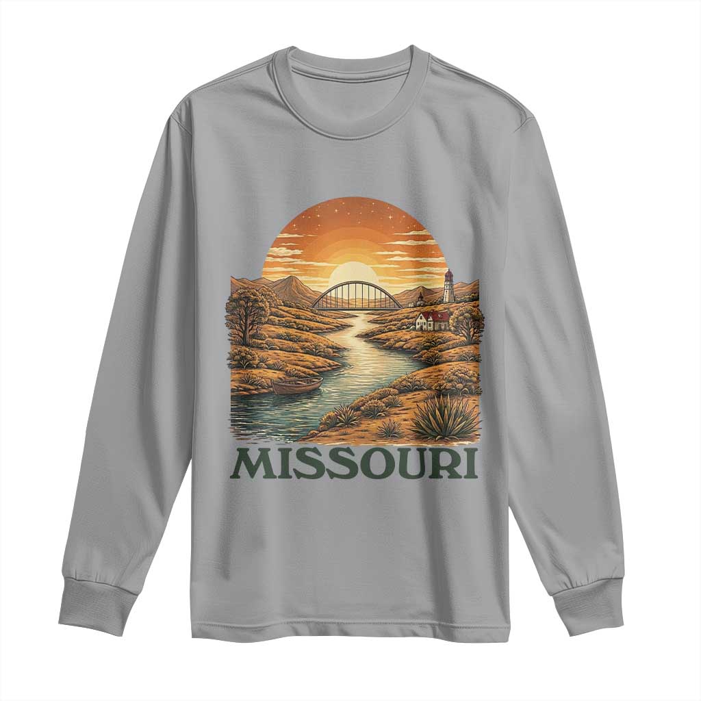 Missouri Outdoors Adventure Long Sleeve Shirt The Show Me State Souvenir TS12 Sport Gray Print Your Wear