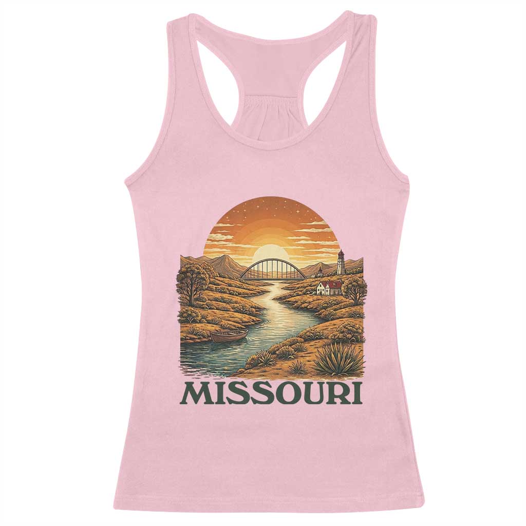 Missouri Outdoors Adventure Racerback Tank Top The Show Me State Souvenir TS12 Light Pink Print Your Wear