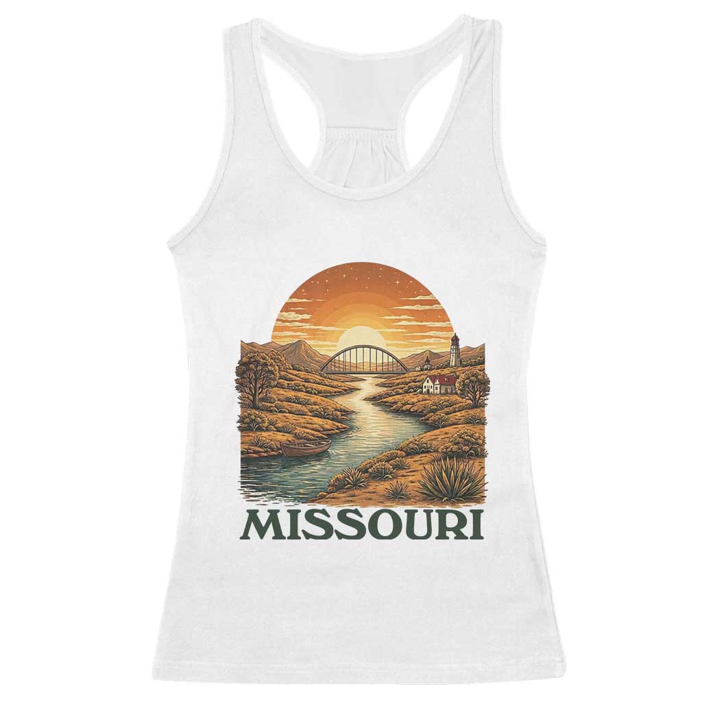 Missouri Outdoors Adventure Racerback Tank Top The Show Me State Souvenir TS12 White Print Your Wear