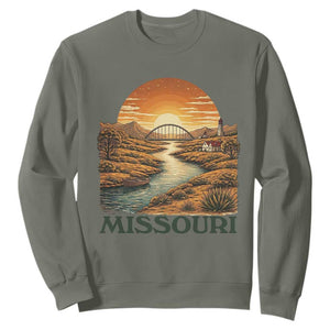 Missouri Outdoors Adventure Sweatshirt The Show Me State Souvenir TS12 Military Green Print Your Wear