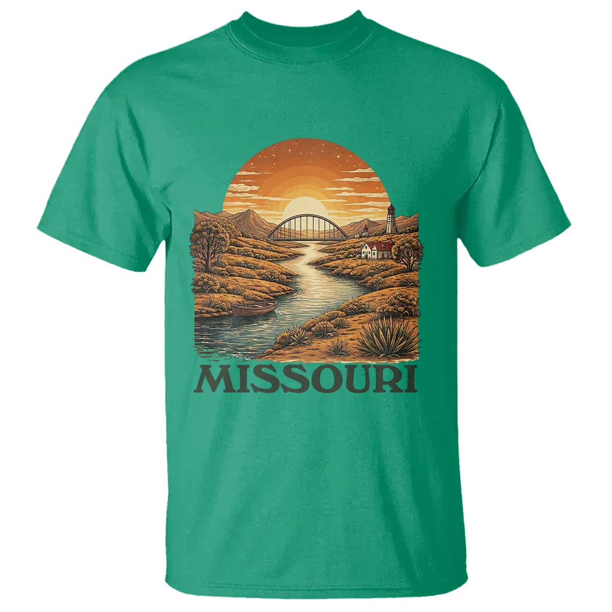 Missouri Outdoors Adventure T Shirt The Show Me State Souvenir TS12 Irish Green Print Your Wear