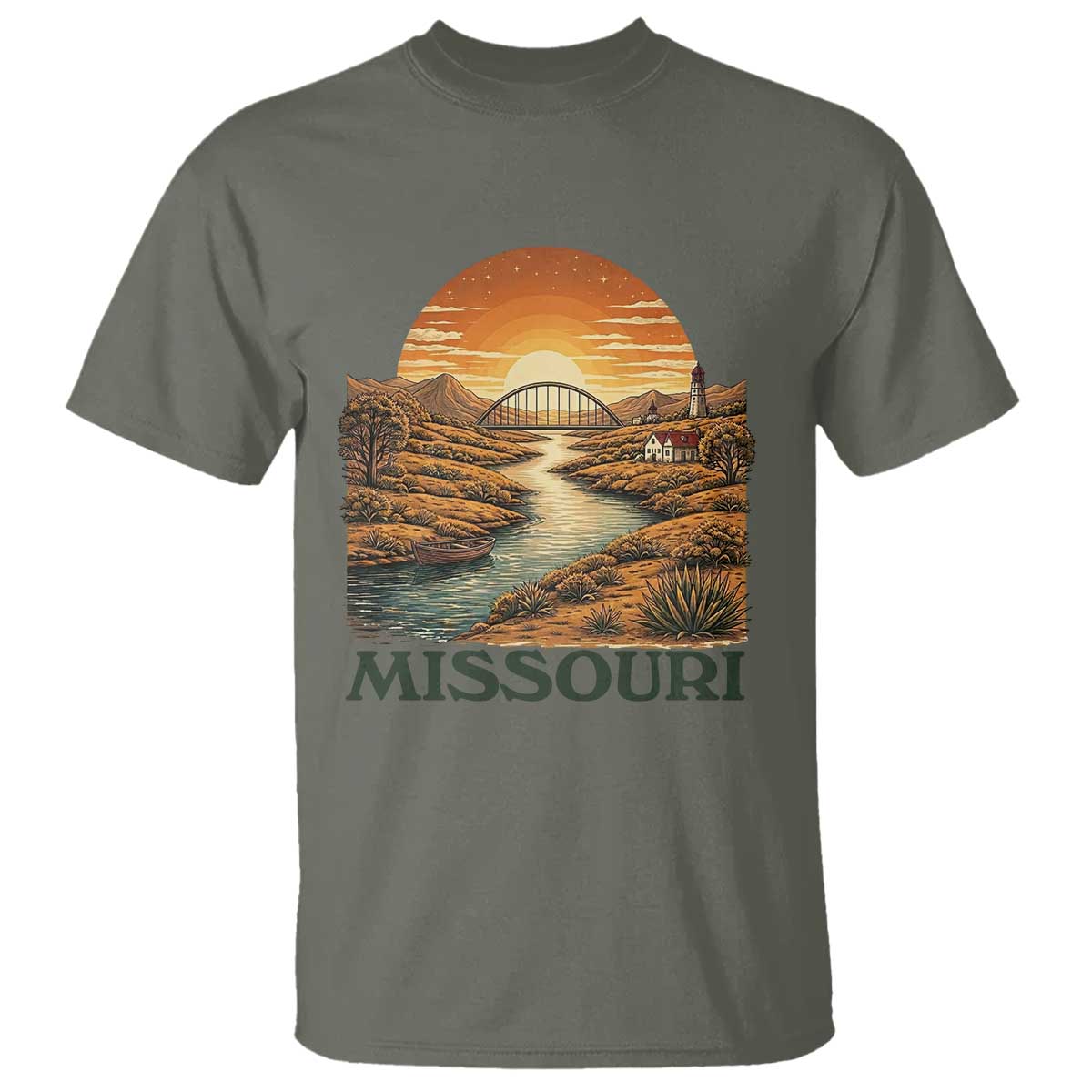 Missouri Outdoors Adventure T Shirt The Show Me State Souvenir TS12 Military Green Print Your Wear
