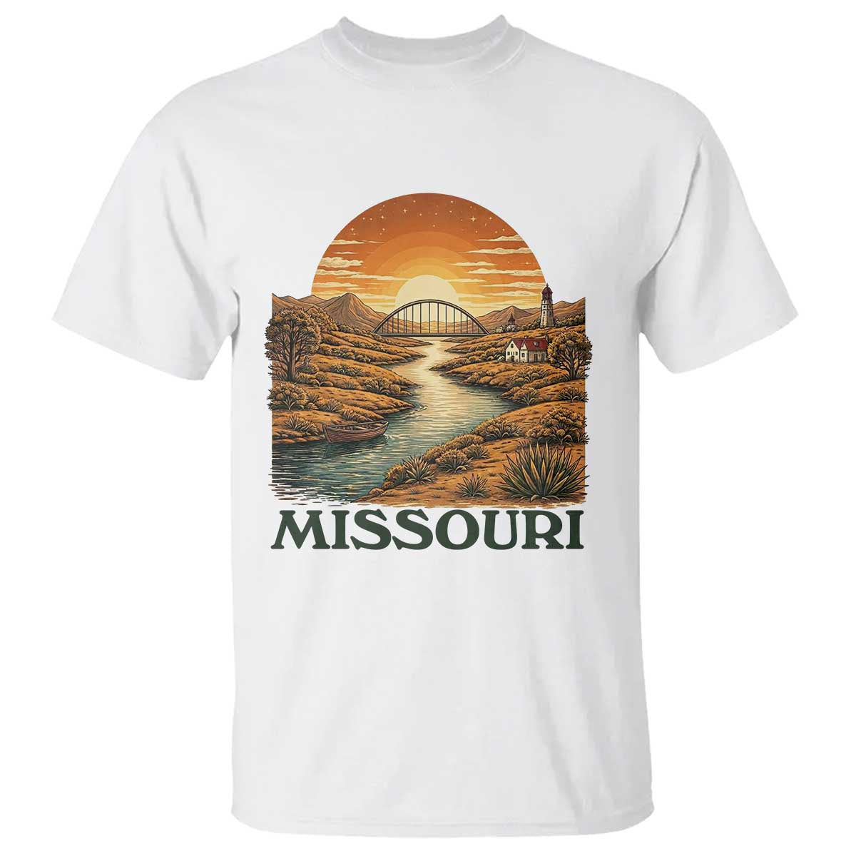 Missouri Outdoors Adventure T Shirt The Show Me State Souvenir TS12 White Print Your Wear