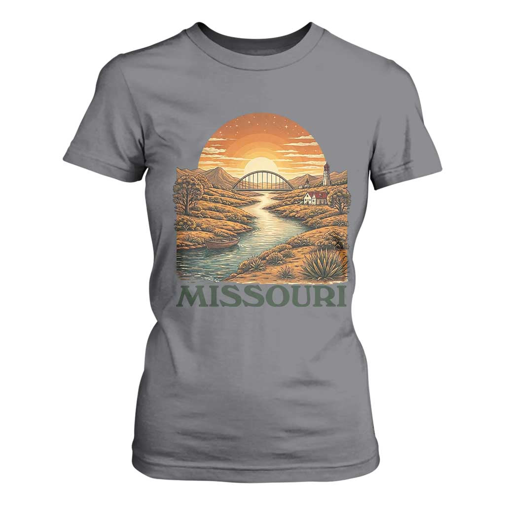 Missouri Outdoors Adventure T Shirt For Women The Show Me State Souvenir TS12 Charcoal Print Your Wear
