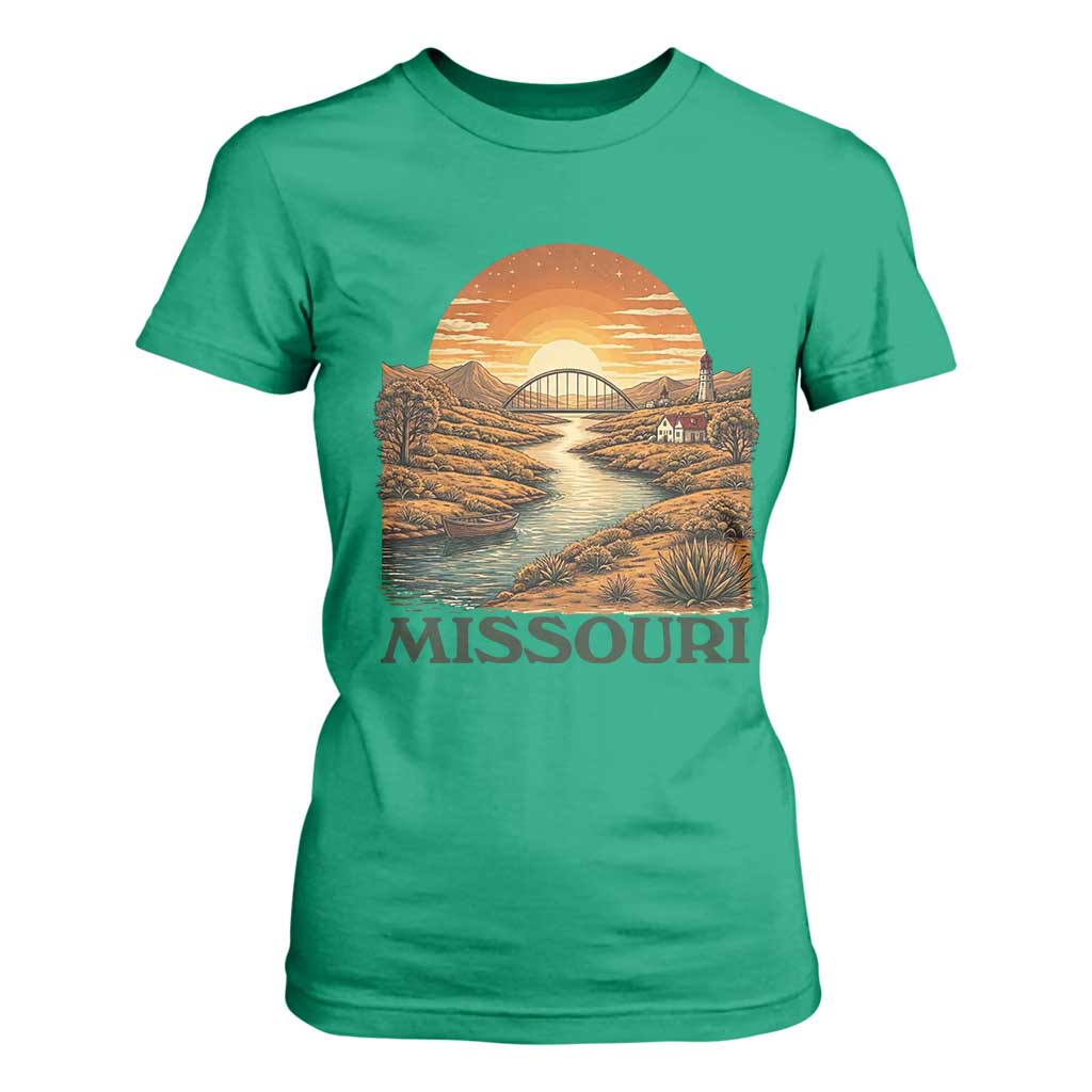 Missouri Outdoors Adventure T Shirt For Women The Show Me State Souvenir TS12 Irish Green Print Your Wear