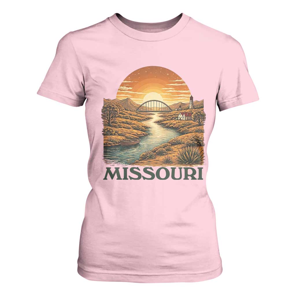 Missouri Outdoors Adventure T Shirt For Women The Show Me State Souvenir TS12 Light Pink Print Your Wear
