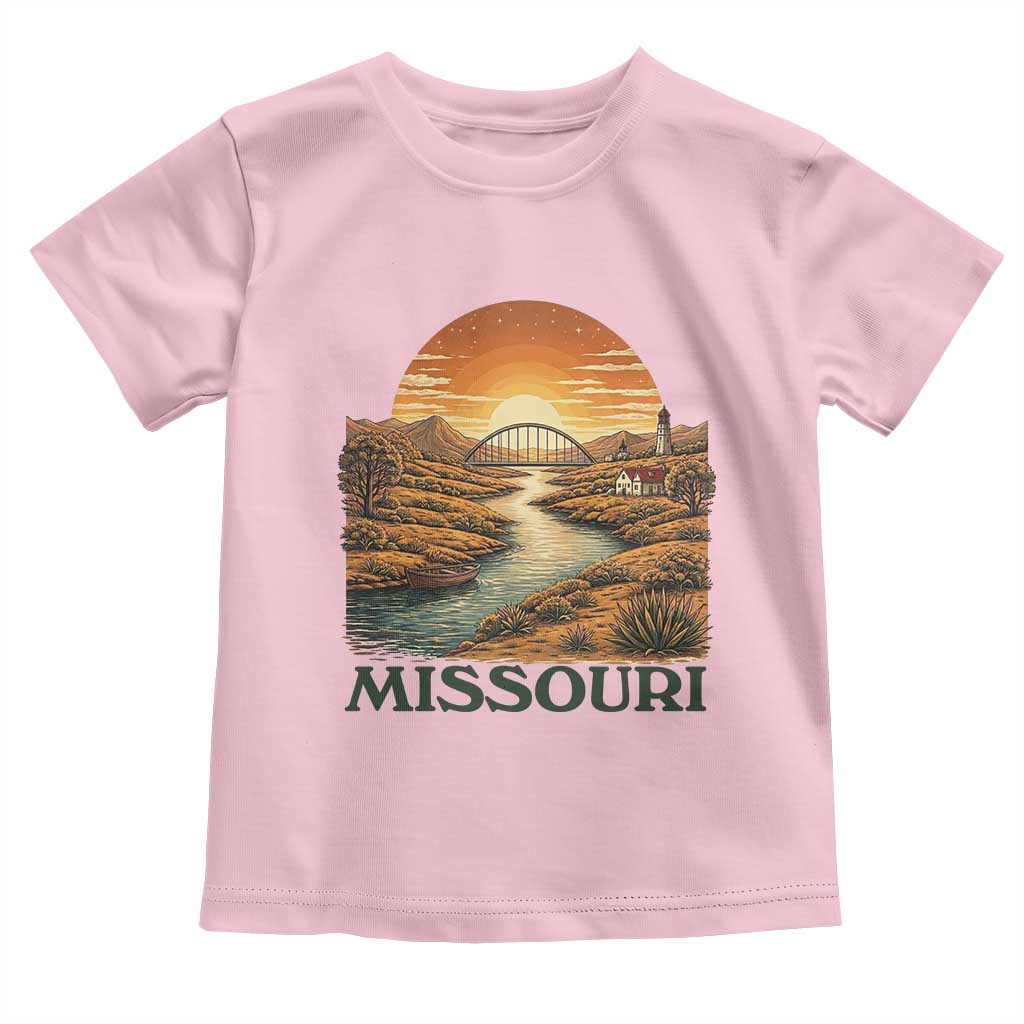 Missouri Outdoors Adventure Toddler T Shirt The Show Me State Souvenir TS12 Light Pink Print Your Wear