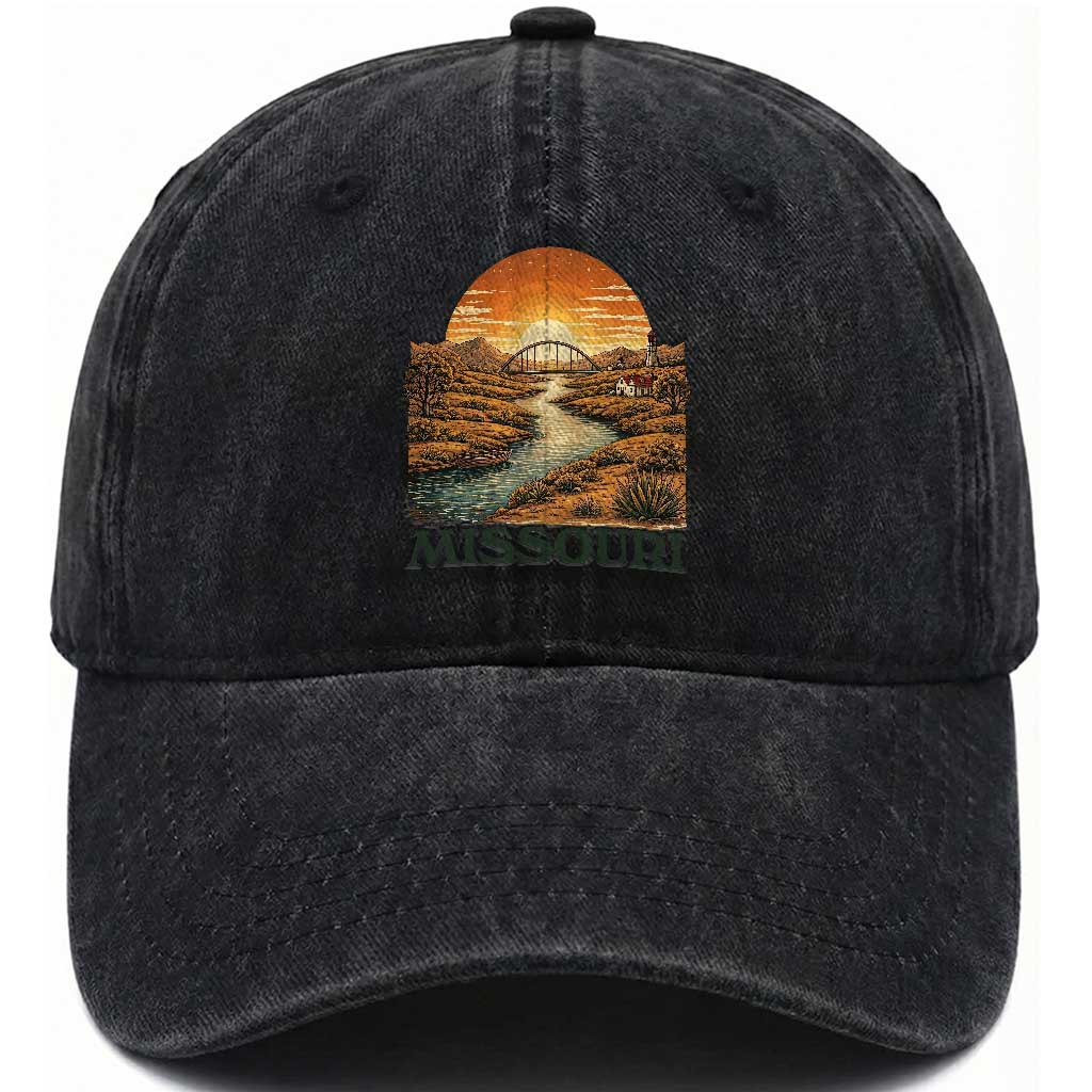 Missouri Outdoors Adventure Washed Cotton Baseball Cap The Show Me State Souvenir TS12 Print Your Wear