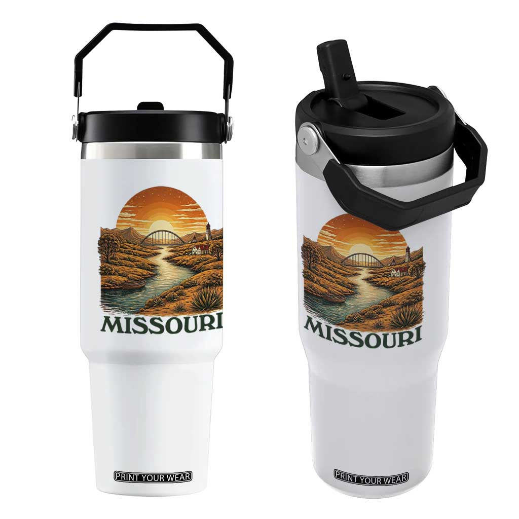 Missouri Outdoors Adventure Flip Straw Tumbler The Show Me State Souvenir TS12 One Size: 30 oz White Print Your Wear