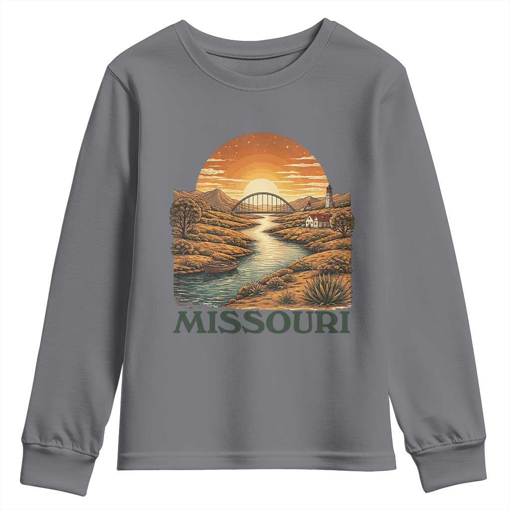 Missouri Outdoors Adventure Youth Sweatshirt The Show Me State Souvenir TS12 Charcoal Print Your Wear