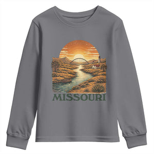 Missouri Outdoors Adventure Youth Sweatshirt The Show Me State Souvenir TS12 Charcoal Print Your Wear