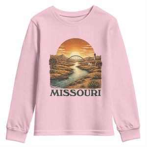 Missouri Outdoors Adventure Youth Sweatshirt The Show Me State Souvenir TS12 Light Pink Print Your Wear