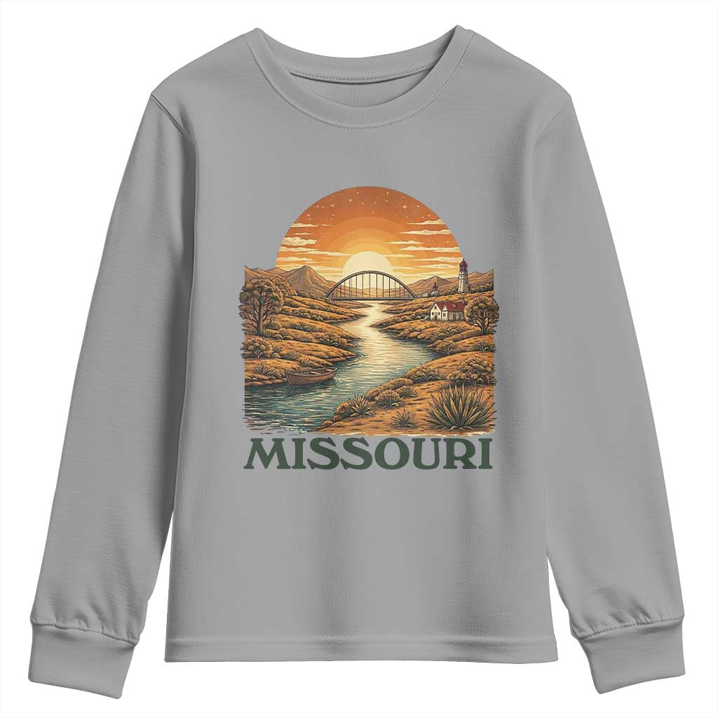 Missouri Outdoors Adventure Youth Sweatshirt The Show Me State Souvenir TS12 Sport Gray Print Your Wear