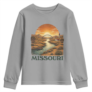 Missouri Outdoors Adventure Youth Sweatshirt The Show Me State Souvenir TS12 Sport Gray Print Your Wear